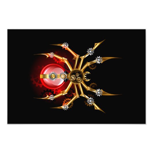 Steampunk spin op zwart foto afdruk (Voorkant)