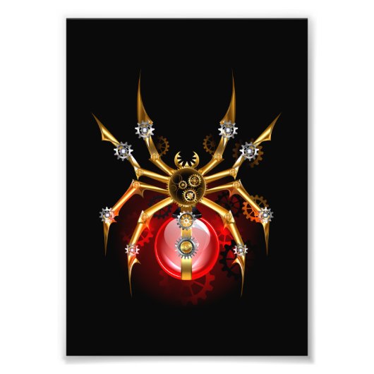 Steampunk spin op zwart foto afdruk (Voorkant)