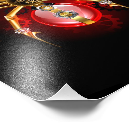 Steampunk spin op zwart foto afdruk (Hoek)