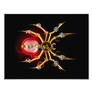 Steampunk spin op zwart foto afdruk