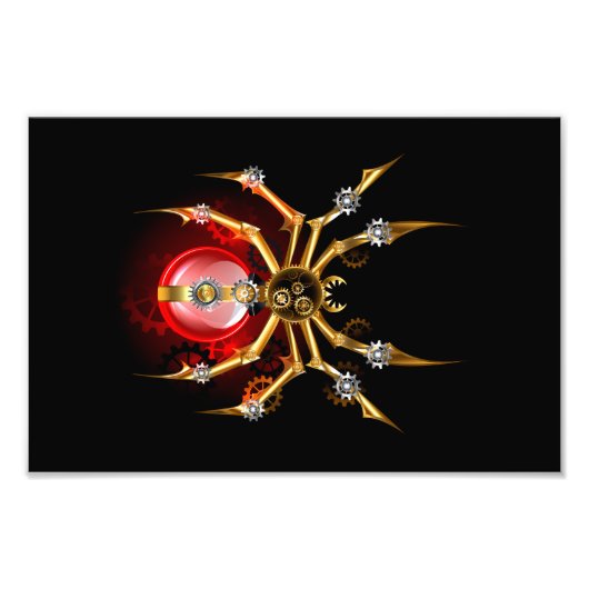 Steampunk spin op zwart foto afdruk (Voorkant)