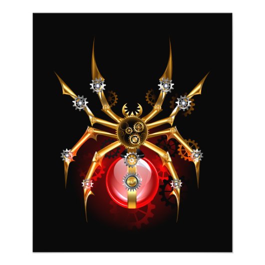 Steampunk spin op zwart foto afdruk (Voorkant)