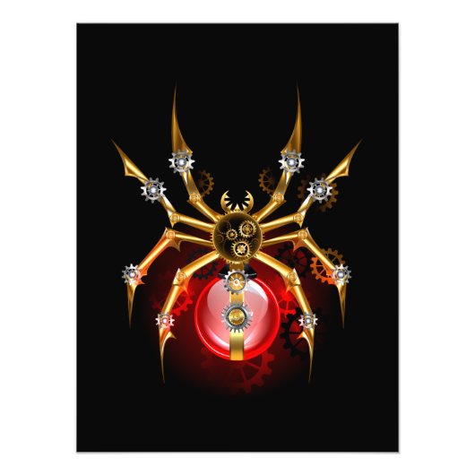 Steampunk spin op zwart foto afdruk (Voorkant)