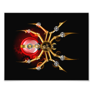 Steampunk spin op zwart foto afdruk
