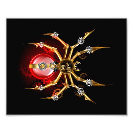 Steampunk spin op zwart foto afdruk (Voorkant)