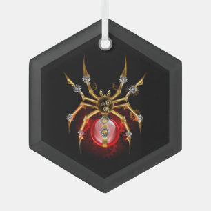 Steampunk spin op zwart glas ornament