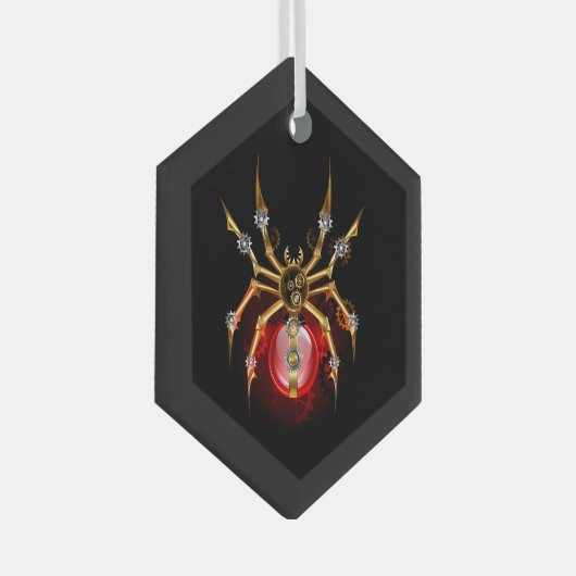 Steampunk spin op zwart glas ornament (Voorkant Rechts)