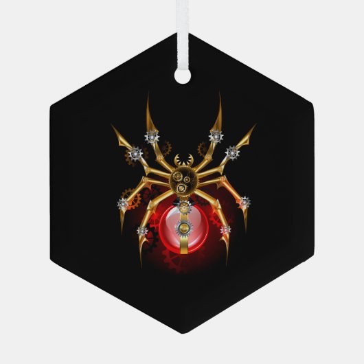 Steampunk spin op zwart glas ornament (Achterkant)