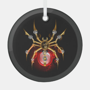Steampunk spin op zwart glas ornament