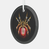 Steampunk spin op zwart glas ornament (Voorkant links)