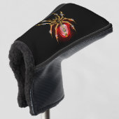 Steampunk spin op zwart golfheadcover (3/4 voorkant)