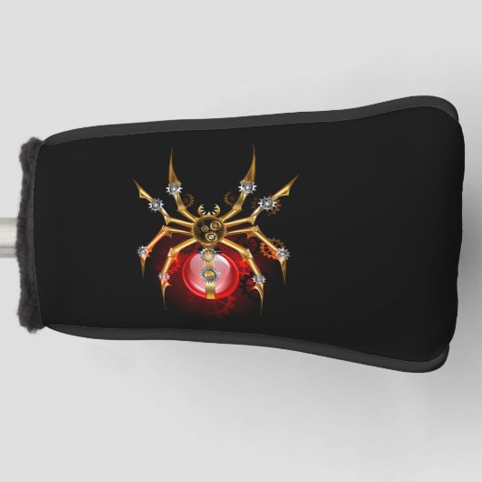 Steampunk spin op zwart golfheadcover (Voorkant)