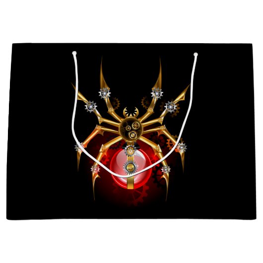 Steampunk spin op zwart groot cadeauzakje (Voorkant)