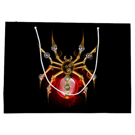 Steampunk spin op zwart groot cadeauzakje (Achterkant)