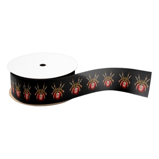 Steampunk spin op zwart grosgrain lint (Spoel)