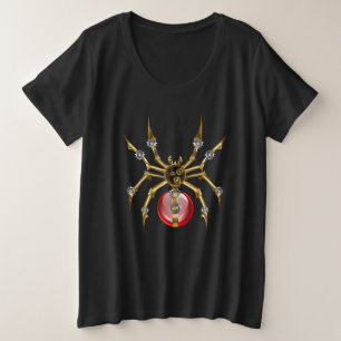 Steampunk spin op zwart grote maat t-shirt