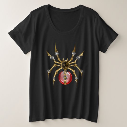 Steampunk spin op zwart grote maat t-shirt (Design voorkant)