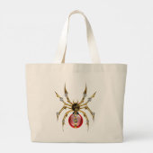 Steampunk spin op zwart grote tote bag (Achterkant)