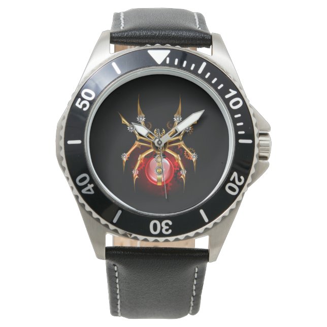 Steampunk spin op zwart horloge (Voorkant)