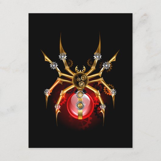 Steampunk spin op zwart informatiekaartje (Voorkant)