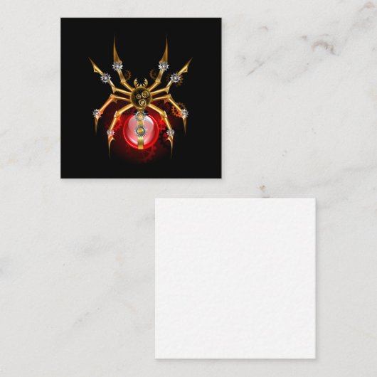 Steampunk spin op zwart informatiekaartje (Voorkant / Achterkant)