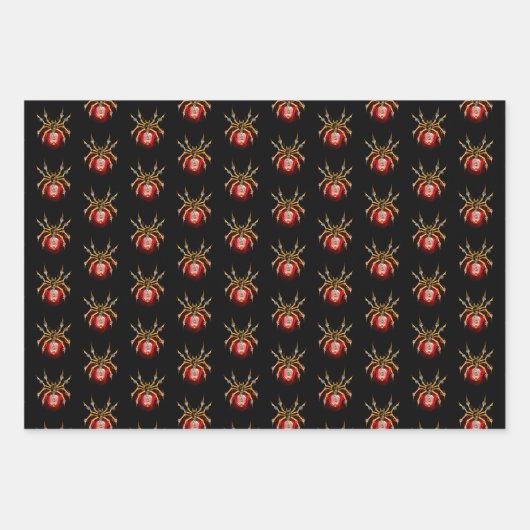 Steampunk spin op zwart inpakpapier vel (Voorkant 2)