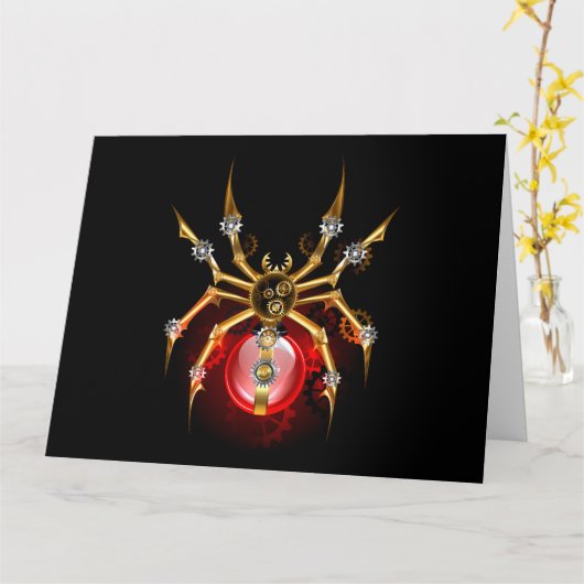 Steampunk spin op zwart kaart (Gele Bloem)