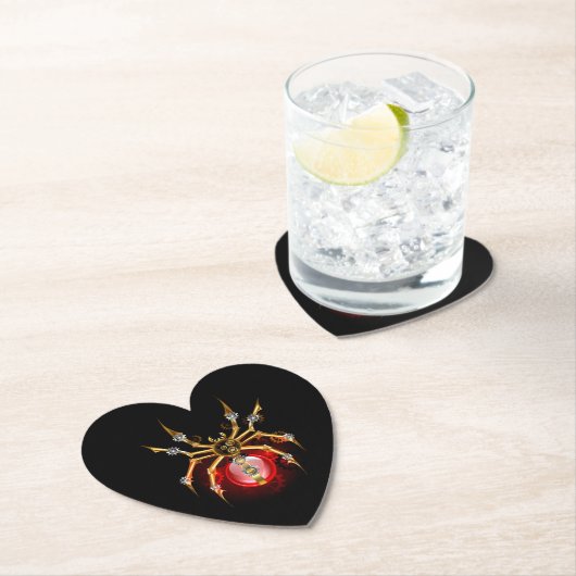 Steampunk spin op zwart kartonnen onderzetters (Insitu)