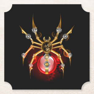 Steampunk spin op zwart kartonnen onderzetters