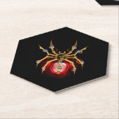 Steampunk spin op zwart kartonnen onderzetters (Schuin)