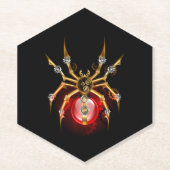 Steampunk spin op zwart kartonnen onderzetters (Voorkant)