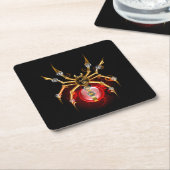 Steampunk spin op zwart kartonnen onderzetters (Schuin)