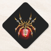 Steampunk spin op zwart kartonnen onderzetters (Voorkant)