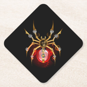 Steampunk spin op zwart kartonnen onderzetters