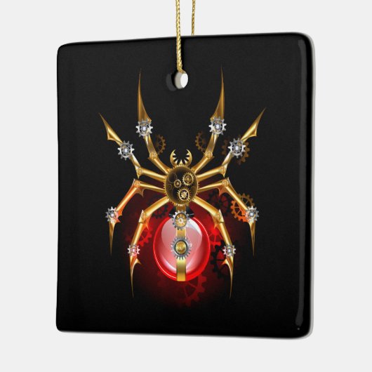 Steampunk spin op zwart keramisch ornament (Links)