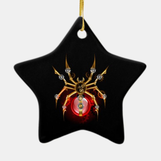 Steampunk spin op zwart keramisch ornament (Achterkant)