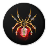 Steampunk spin op zwart keramische knop (Voorkant)