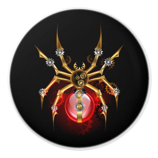 Steampunk spin op zwart keramische knop (Voorkant)