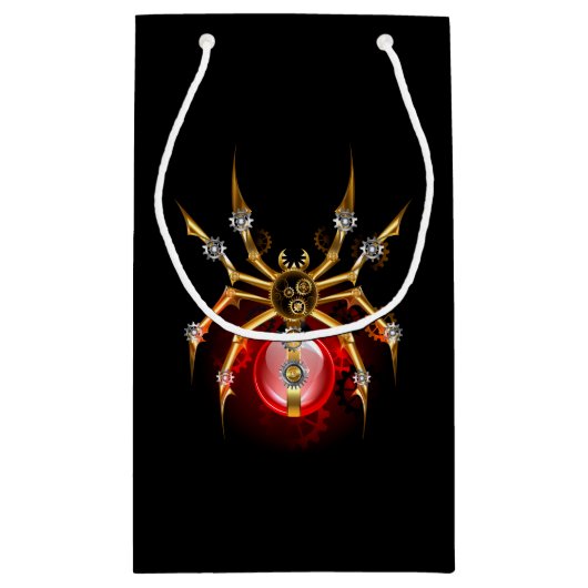 Steampunk spin op zwart klein cadeauzakje (Achterkant)