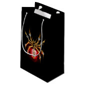 Steampunk spin op zwart klein cadeauzakje (Achterkant Gekanteld)