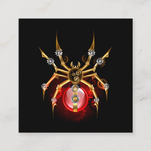 Steampunk spin op zwart kortingskaartje (Voorkant)