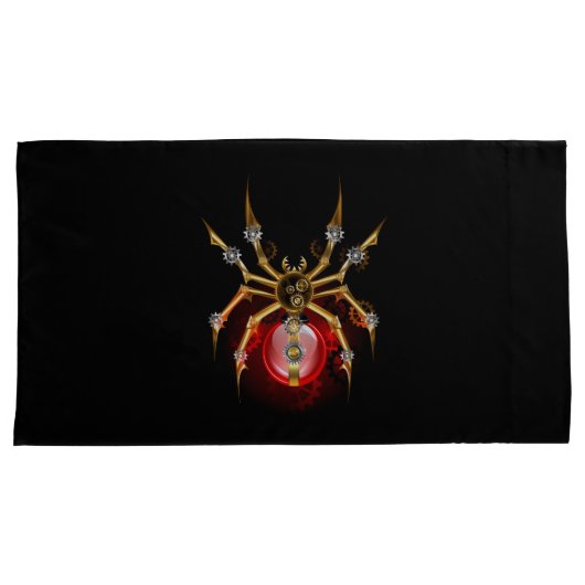 Steampunk spin op zwart kussensloop (Voorkant-Rechts)