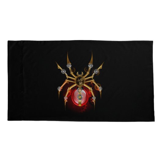 Steampunk spin op zwart kussensloop (Achterkant-Links)