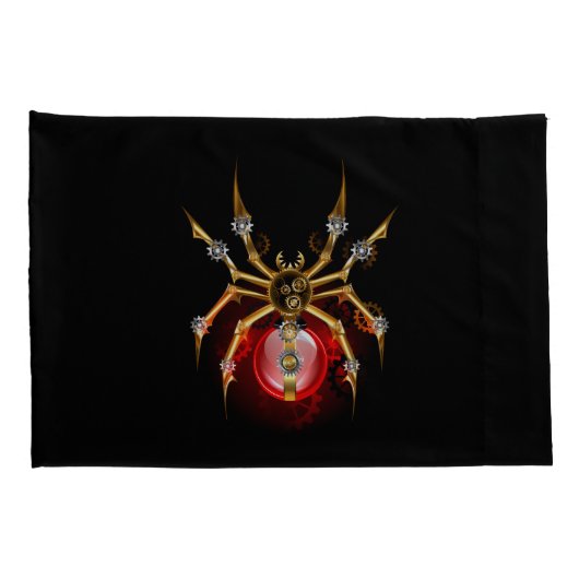 Steampunk spin op zwart kussensloop (Achterkant-Rechts)