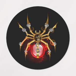 Steampunk spin op zwart labels