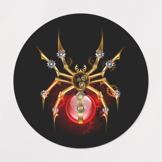 Steampunk spin op zwart labels (Design 1)