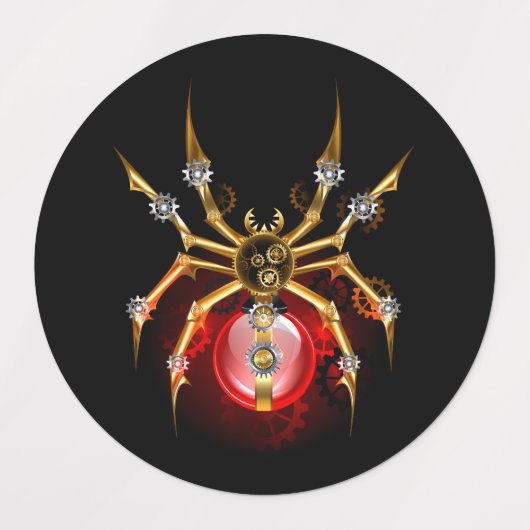 Steampunk spin op zwart labels (Design 2)