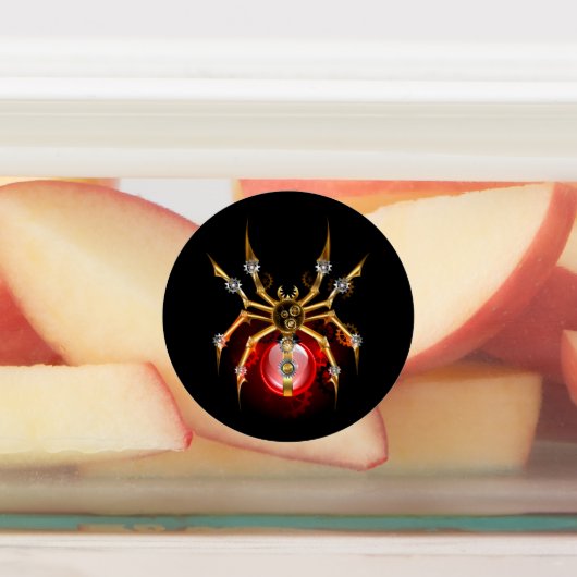 Steampunk spin op zwart labels (Aangebracht)