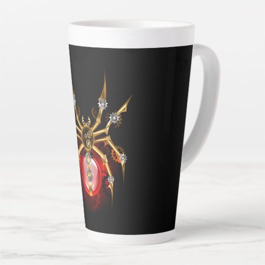 Steampunk spin op zwart latte mok (Rechterhoek)