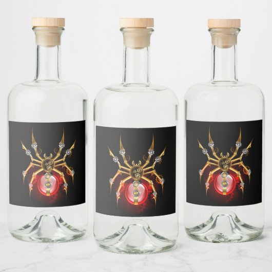 Steampunk spin op zwart likeurfles etiket (Flessen)